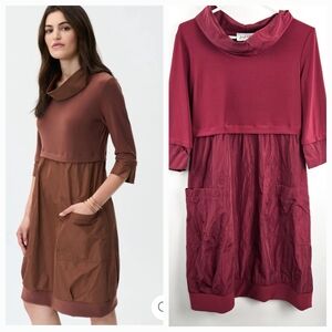 Joseph Ribkoff Elegant Burgundy Cowl Neck Dress